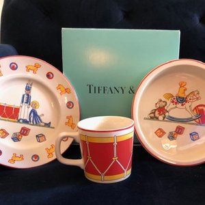Tiffany Child Baby Plate, Bowl and Cup China Set